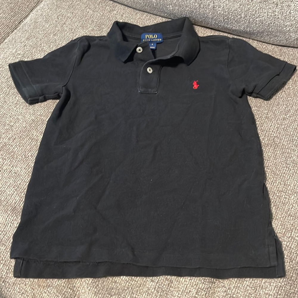 Ralph Lauren Size 6 Youth Kids Black Polo Shirt 41381